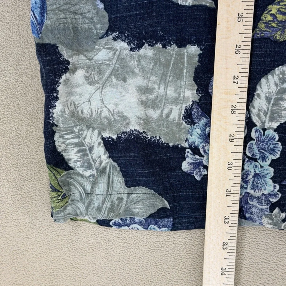 Tommy Bahama Mens XL Short Sleeve Button Down‎ Shirt Floral Print Blue Green
